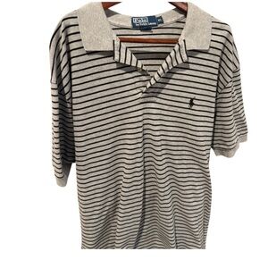 Vintage Polo by Ralph Lauren Gray Striped Men's Shirt XL